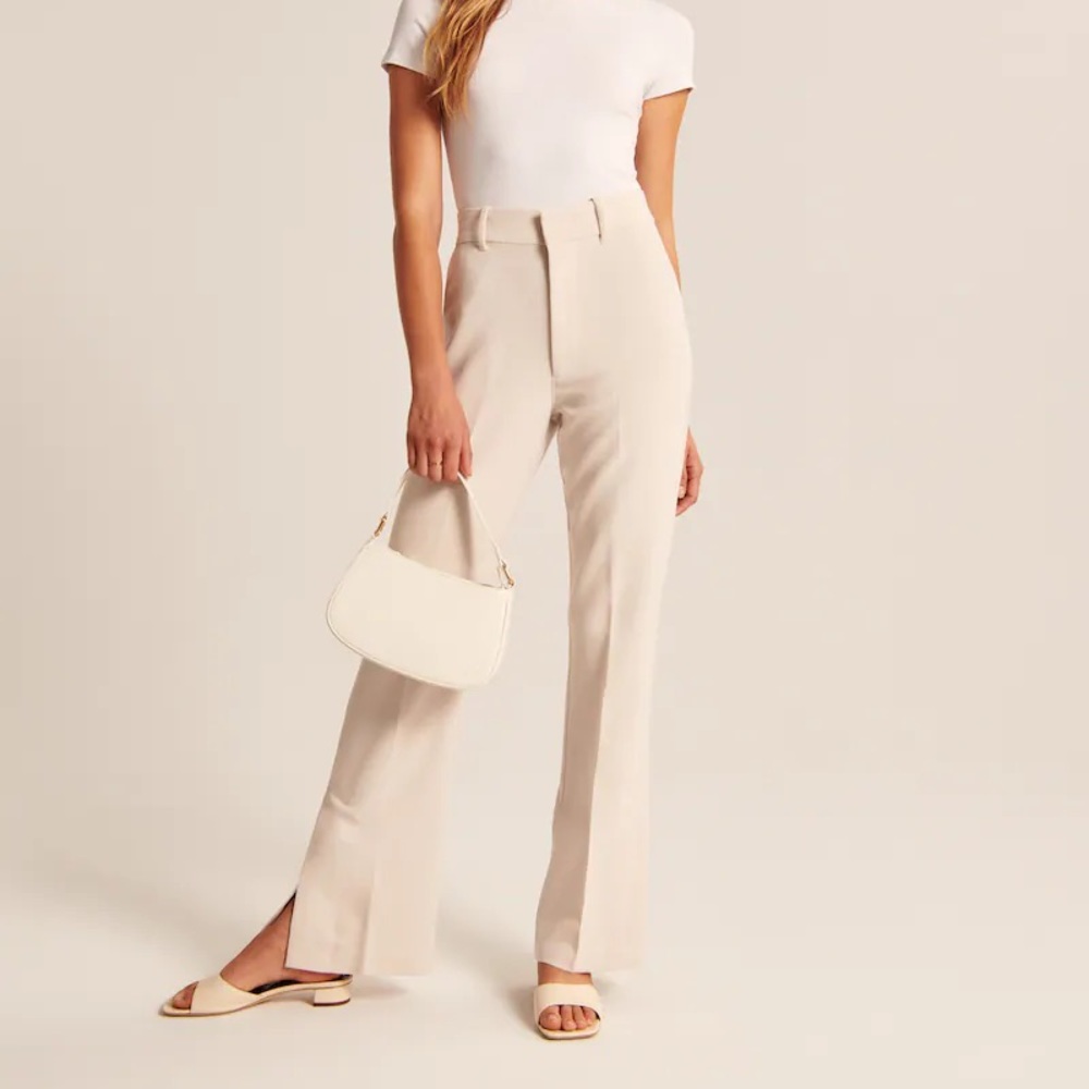 ABERCROMBIE NWT Tailored Split Hem Flare Pants Camel Brown Tan 10 / 30 New